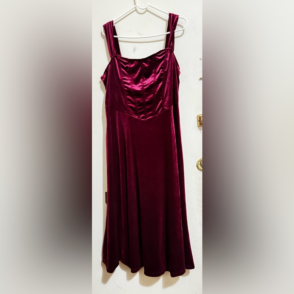 Burgundy velvet dress